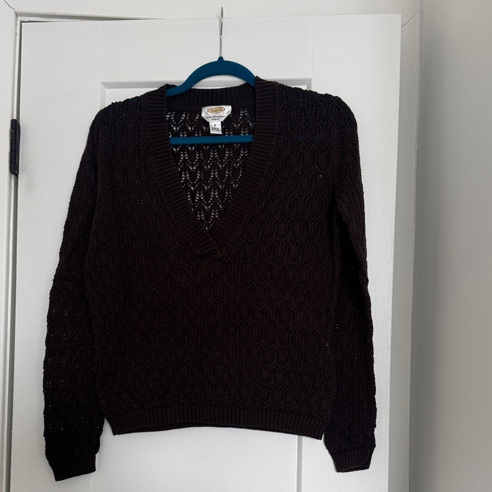 Talbots Women's Deep V-Neck Sweater - Mocha